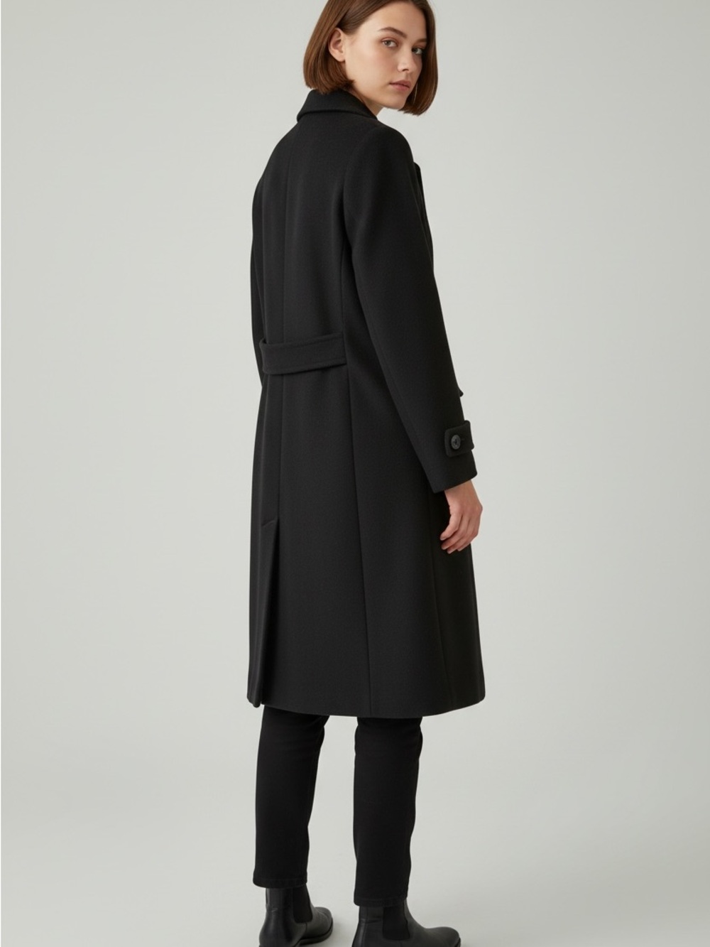 Vintage Vince Camuto Black Single-Breasted Capsule Wardrobe Coat